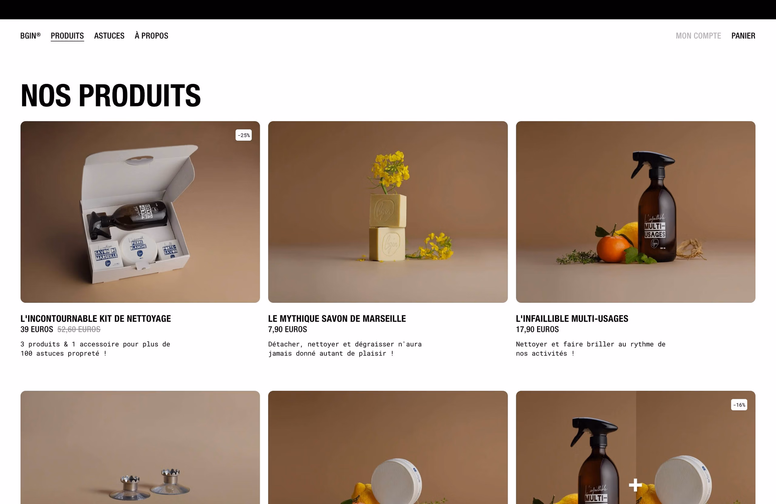 site E-commerce Shopify Bgin