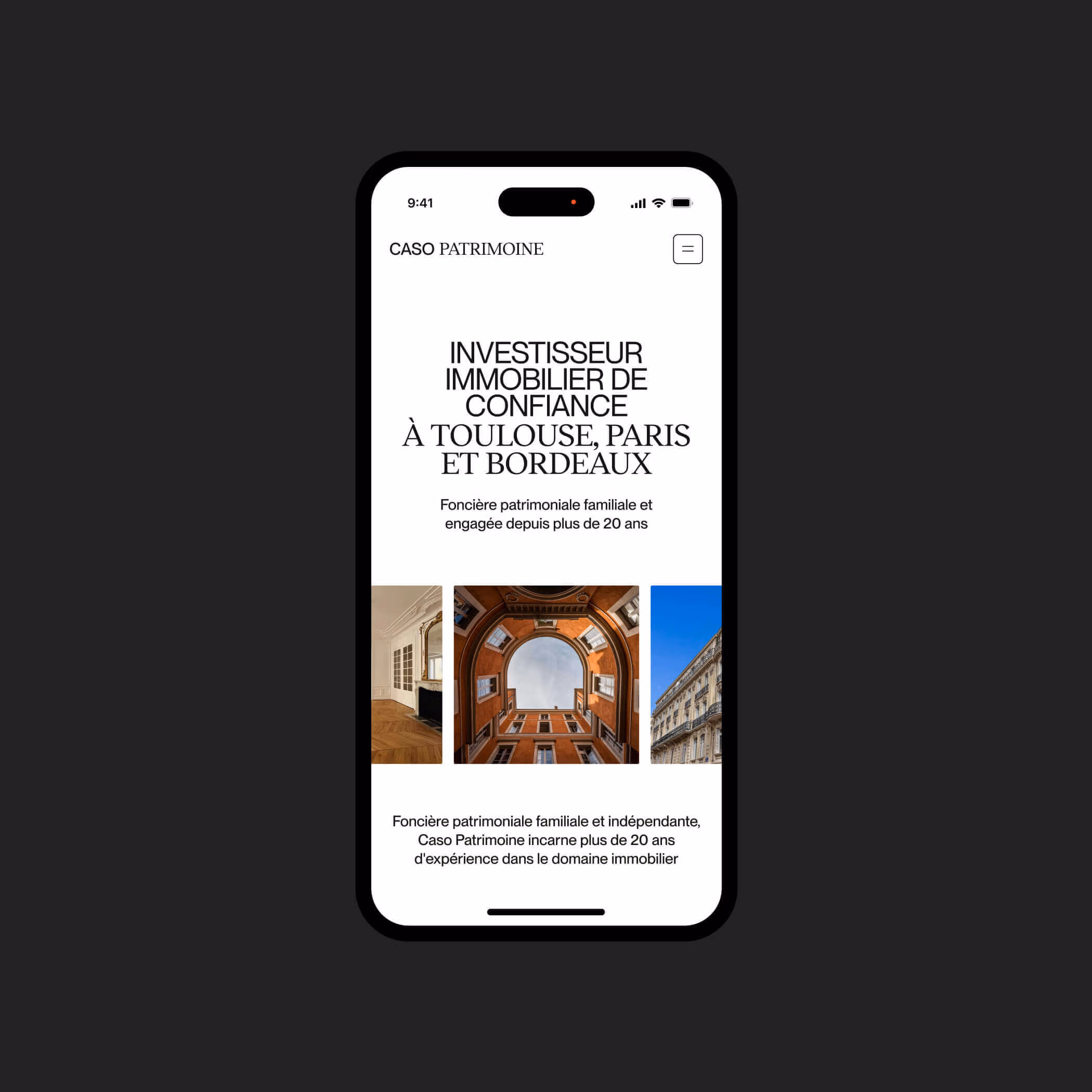 site Brand website Sanity Caso Patrimoine