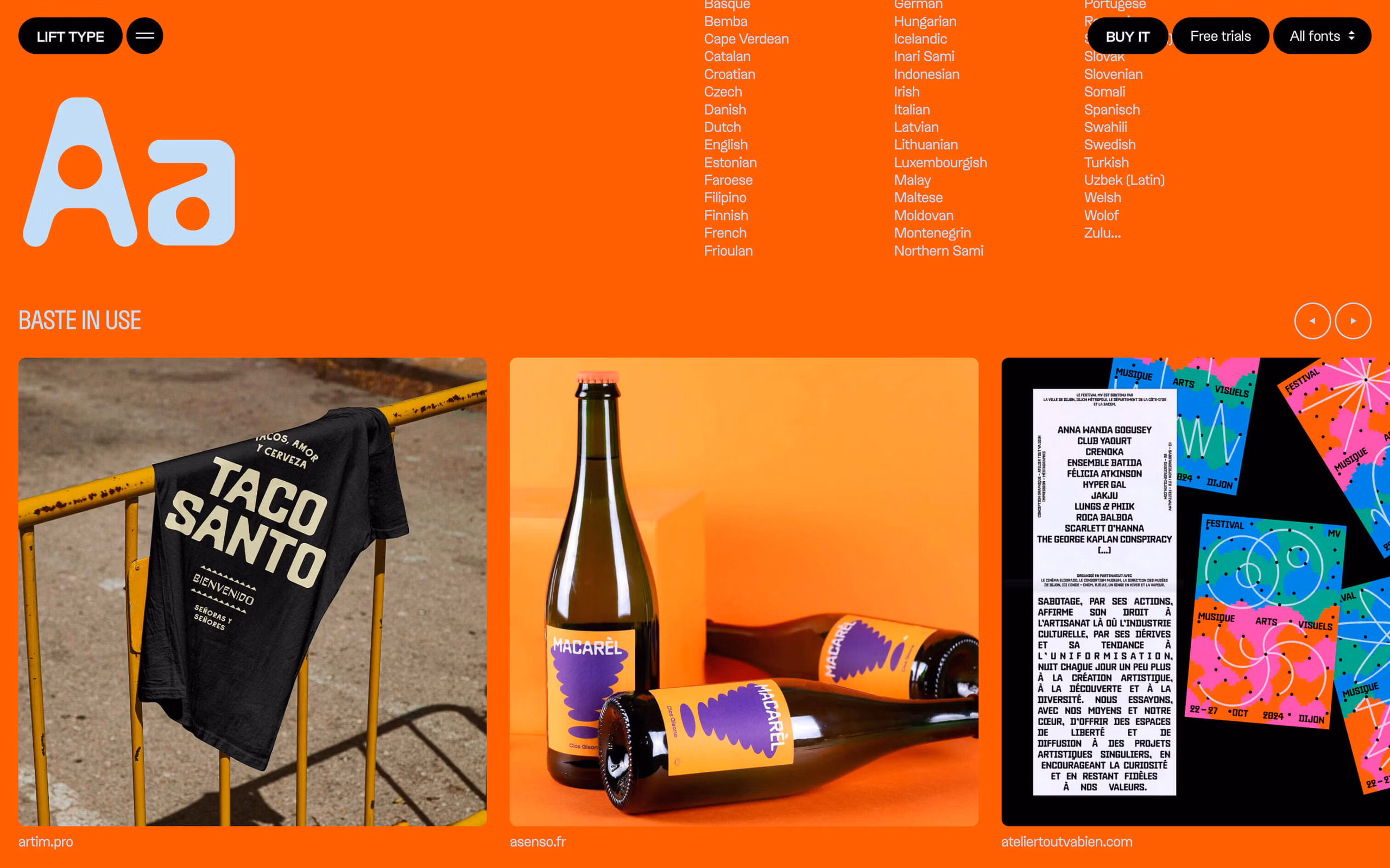 site E-commerce Shopify Lift Type