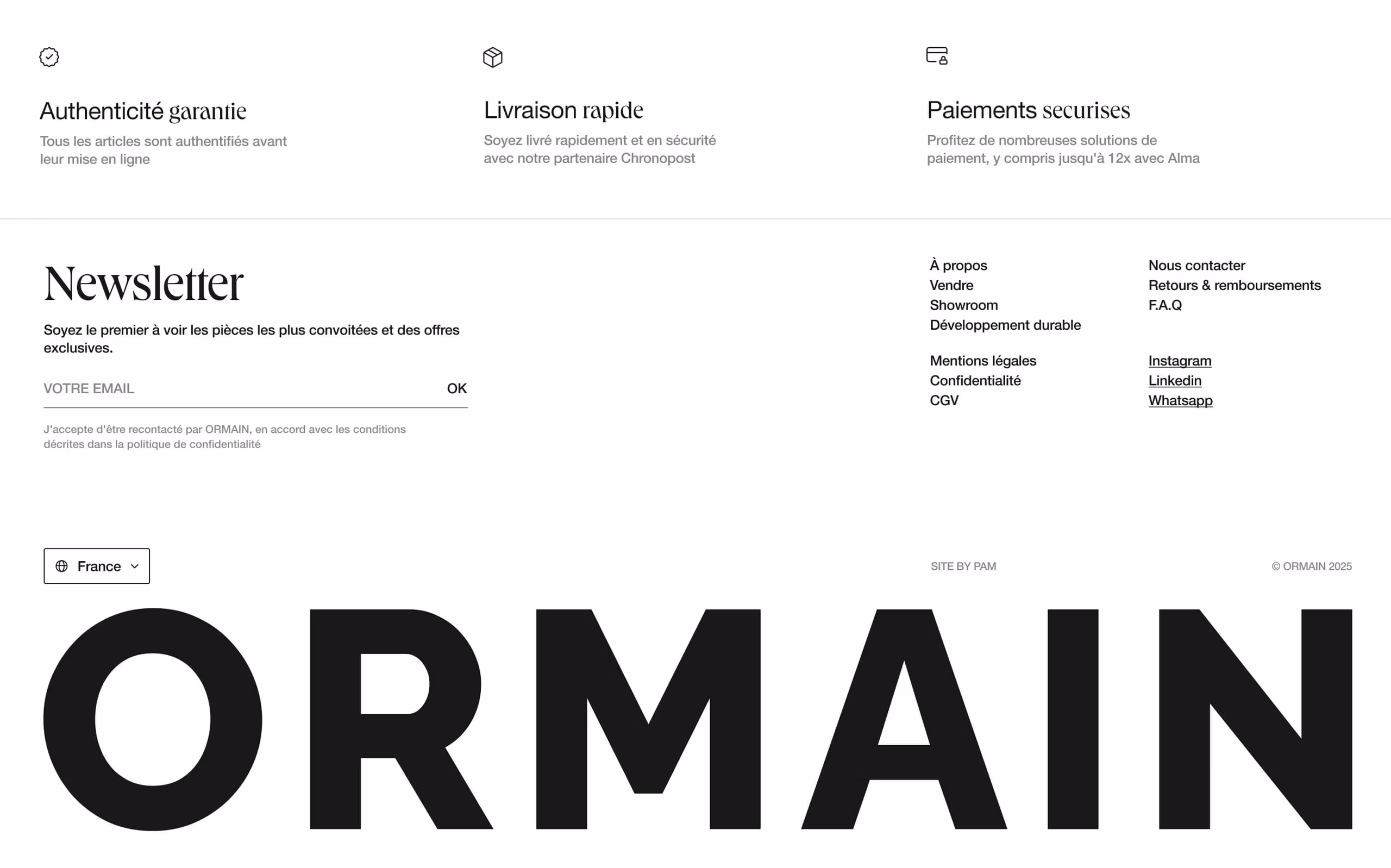 site E-commerce Shopify Ormain