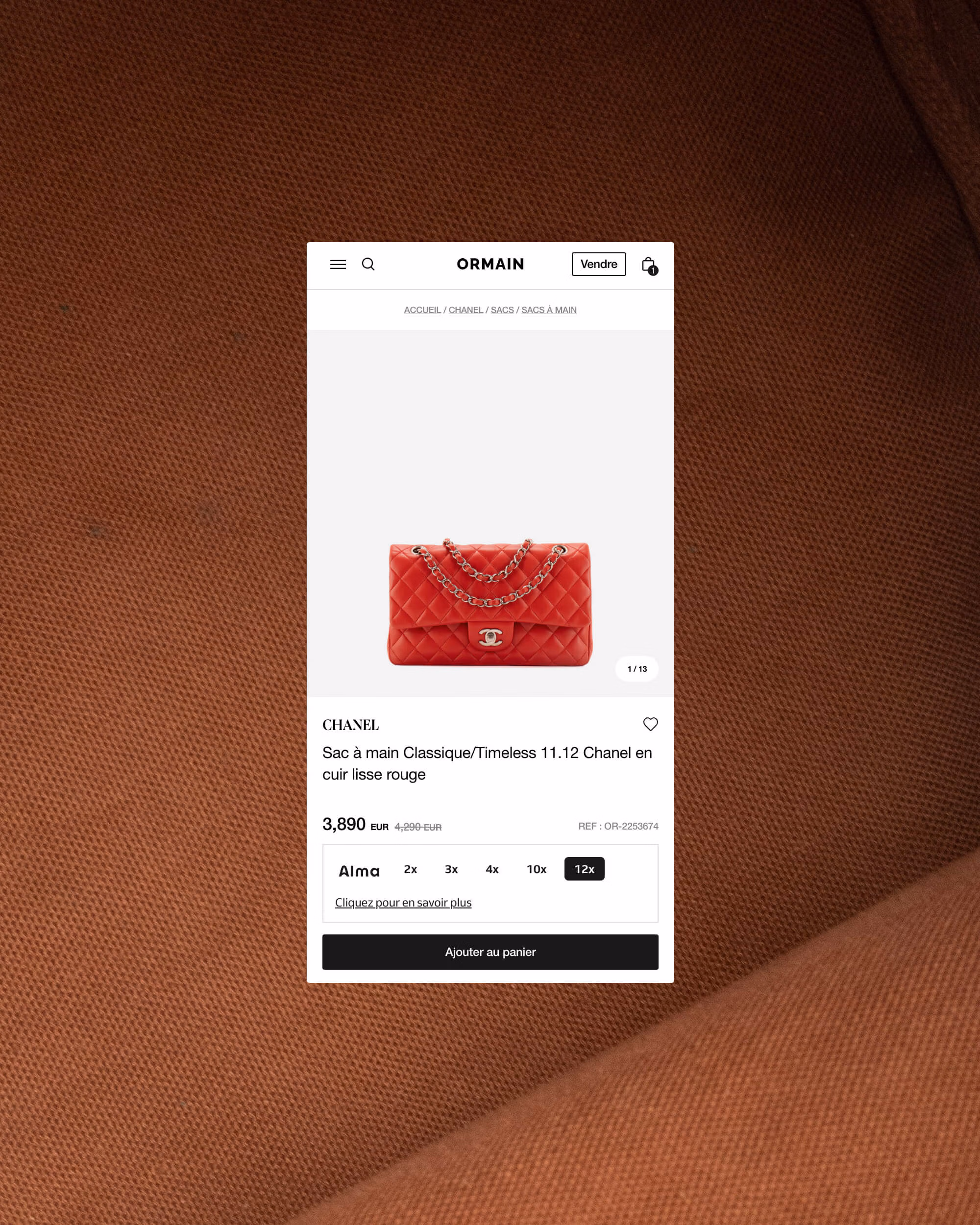 site Shopify E-commerce Ormain